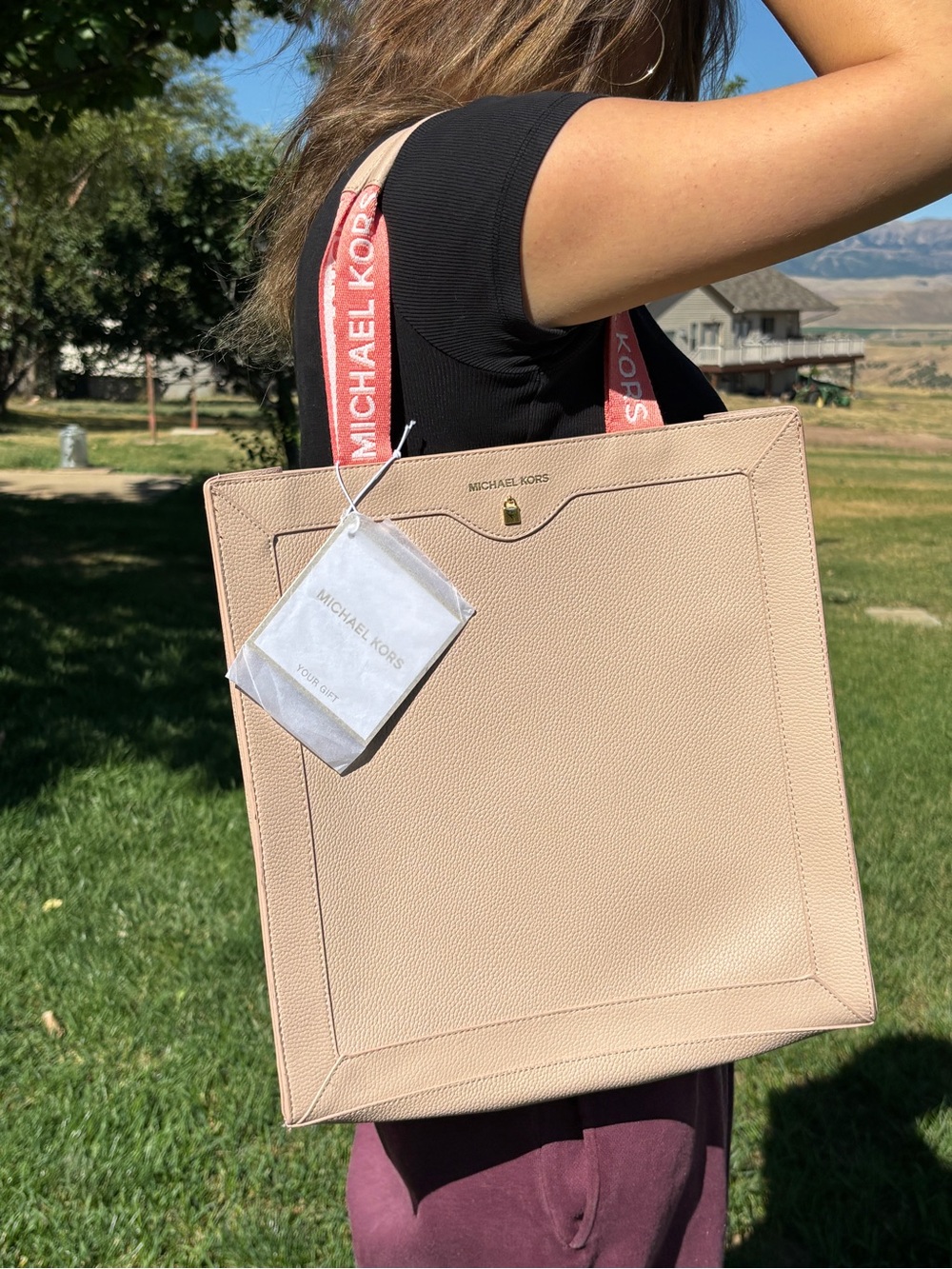 Michael Kors Blush Beige Tote with Contrasting Branded Strap